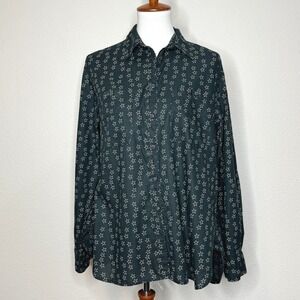 DENIM & SUPPLY Ralph Lauren Women Blouse LG Black w. Stars Cotton Western Casual